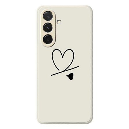 Til Samsung Galaxy A36 5G Cover Sort Kærlighedsmønster Trykning Lige Kant TPU Telefon Bagside Beige
