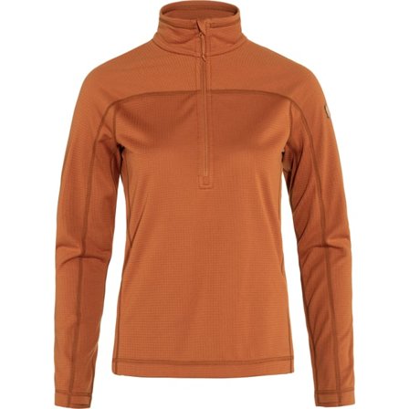 Fjällräven Women's Abisko Lite Fleece Half Zip in Terracotta Brown | Size: 2XS, Polyester
