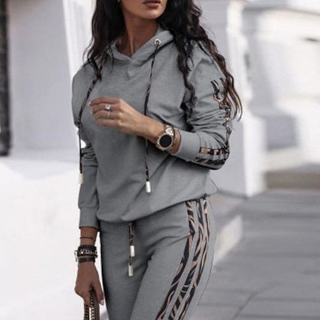 Dam Hoodie & Joggingbyxor i Tracksuit-Set, Långärmad Loungewear, 2-Delar