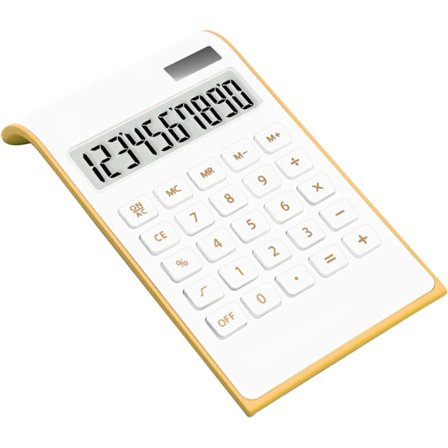 10-siffrig stationär miniräknare, batteridriven / solcellsdriven, lutbar LCD-skärm