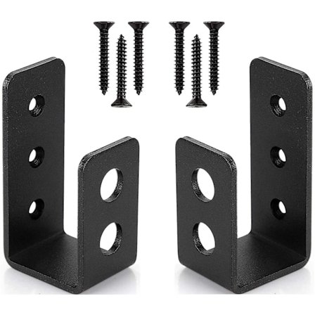 2 Pack Heavy Duty Steel Door Brackets For 2x4 Door, U-shape Security Bar