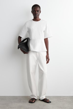 COS Women's Top In Cotone Con Balza in Bianco