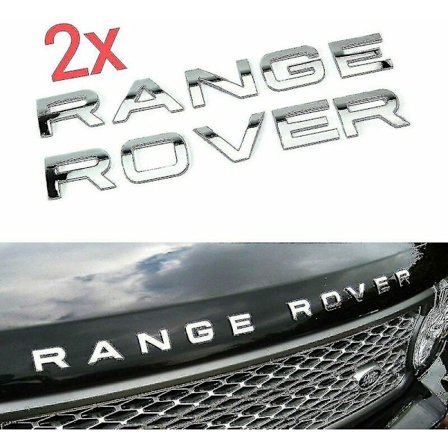 Chrome Range Rover Front Grill Bonnet Badge Emblem Bonnet Og Bakre Bagasjerom Bokstaver Merke (pakke med 2)