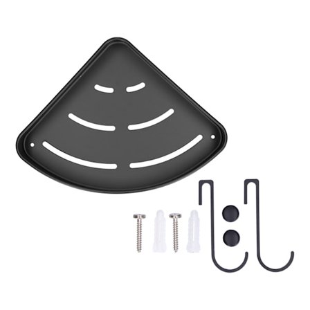 Veggmontert trekantet hjørne dusjhylle organizer for bad, svart