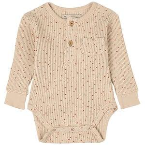 Piupiuchick Ribbed Printed Baby Body Ecru 12 Months - All in ones - 12 months - Cream