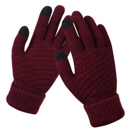 Varma vinter Touch Handskar Stretch Stickade Vantar Ull Full Finger