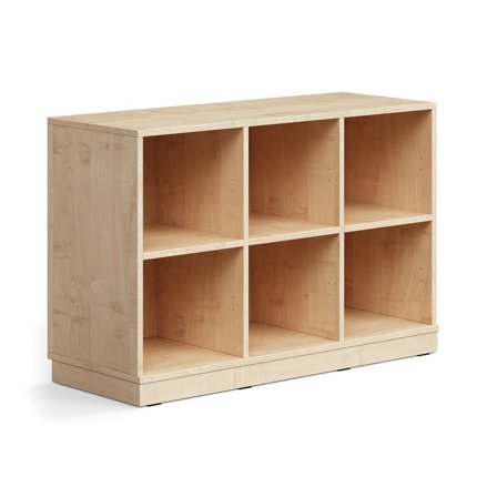 Regał szkolny CASPER, 6 przegród, podstawa, brzoza
