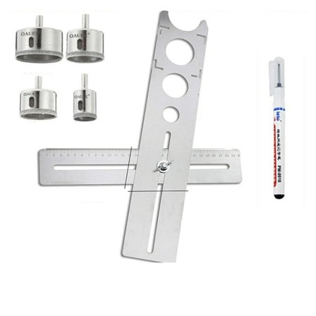 Rostfritt stål keramik kakel hål lokalisering linjal justerbar stansning hand mått verktyg