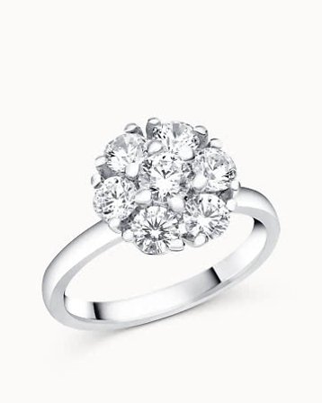 Bague Halo Flora 950 Platine Diamants Industriels dans un grand halo Bagues de Fiançailles de Vanbrun