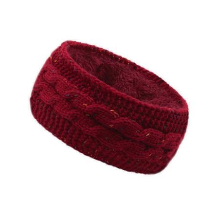 Høst og vinter plysj strikket hårbånd europeisk og amerikansk varm sports pannebånd ørevarmere maroon colored dots
