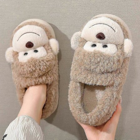 Dame Herre Sko Pige Pels Anti Skrid Varme Hjemmesko Trendy Dejlig Abe Matchende Bomuld Hjemmesko Efterår Vinter Plys Hjemmesko_Specialtilbud 42-43