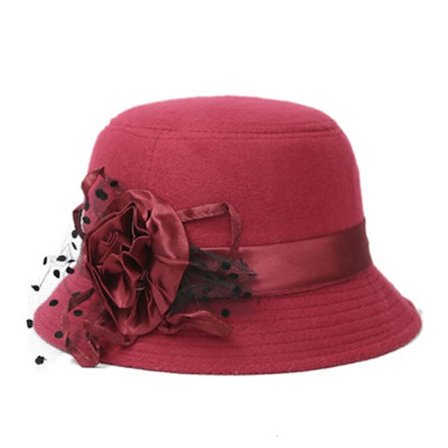 Filtmössa Fall Cloche Hink Blommös Cap Elegant Dam