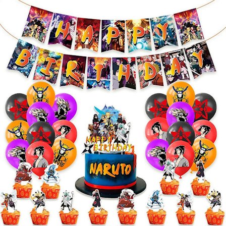 Ny Naruto Tema Bursdagsselskap Dekor Banner Ballong Kake/Cupcake Toppers Kit Tilbehør