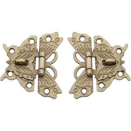 2 st Vintage Design Låskolv i Legering Retro Fjärilsform Dekorativt Dörrlås Hasp Hänglås för Trä Smyckeskrin Skåp