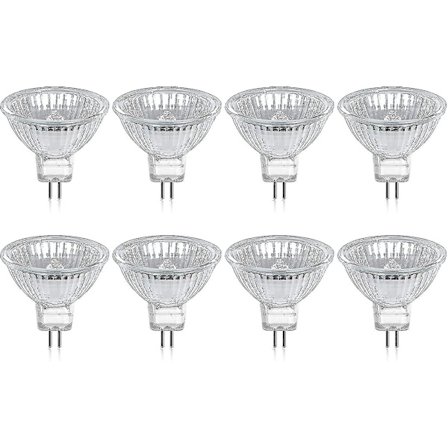 8 kpl halogeenilamppua Gu5.3 Mr16 35w 12v himmennettävä - lämmin valkoinen 2800k, 400 lumenia, lasikupu