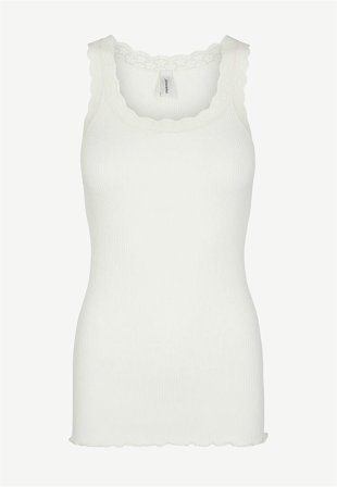 Soyaconcept - Ribbet singlet i silkemix i creme til damer i størrelse S (38) - Cellbes