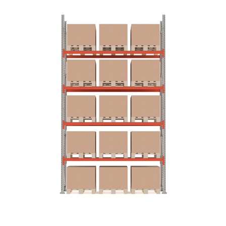 Palettenregal ULTIMATE, Grundmodul, 5000 x 2750 x 1100 mm, 15 Paletten à 500 kg