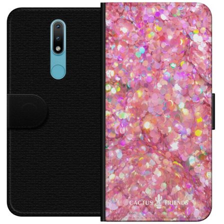 Yhteensopiva Lompakkokotelo Nokia Nokia 2.4 Cactus and Friends – PinkGlitter