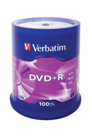 Verbatim 100 x DVD+R - 4.7 GB 16x - matt sølv - spindel