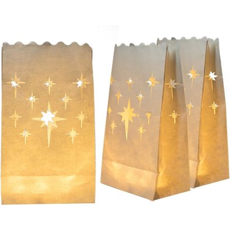 50 stk. hvide lysposer, opgraderede fugtbestandige lysposer, stjernedesign lysdekorationer til bryllup, fest, halloween, thanksgiving, jul