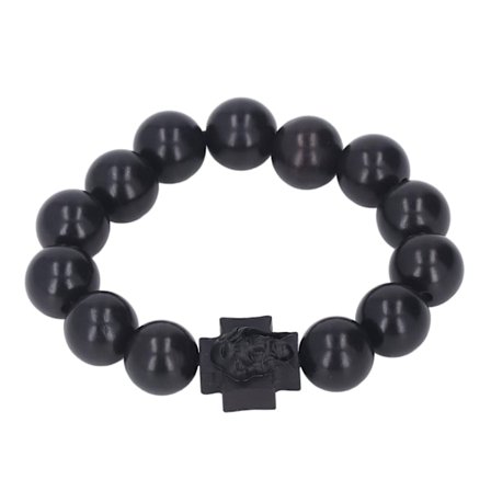 Rosenkransarmband Krucifix Motiv Jungfru Maria Dekoration Utjämning Runda 1 Tums Pärlor Religiöst Rosenkransarmband