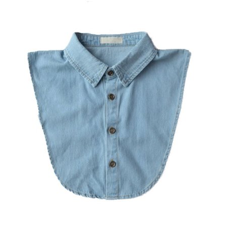 Aftagelig lyseblå denimkrave til kvinder, stilfuld falsk skjortekrave med spids design, alsidig imiteret krave til sweatre og kjoler