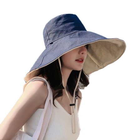 Sammenleggbar Floppy UV-Solhatt Bredbremmet Bøttehatt med Anti-Separeringssnor