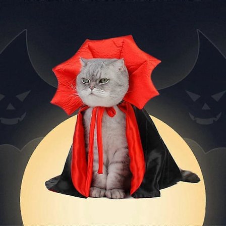 Halloween Kostumer Til Katte Hunde Kattekappe Vampyrkappe Til Kæledyrskostume Halloween Katte Outfit