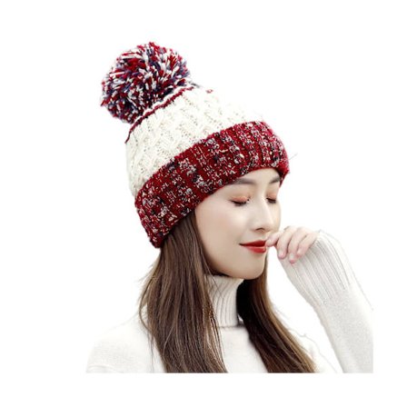 Dame vinterlue, Pom lue, vinterlue, dame løs lue, varm strikket stretch lue