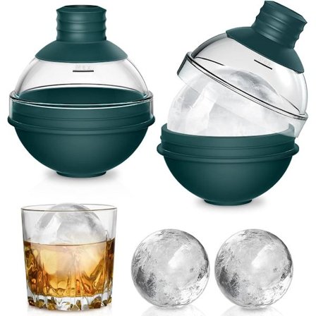 Isbitsform Stor Rund Silikon Isbollsmakare med Trattlock Återanvändbar Jätte Sfärisk Isbollsform för Frys Whisky Cocktails och Drycker
