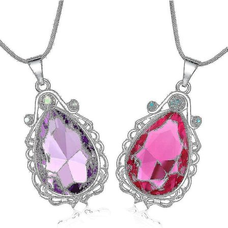 2 stk. Sofia den Første Amulet og Elena Princess Halskæde Tvillinge Søster Tåre Halskæde Magisk Smykke Gave til Piger