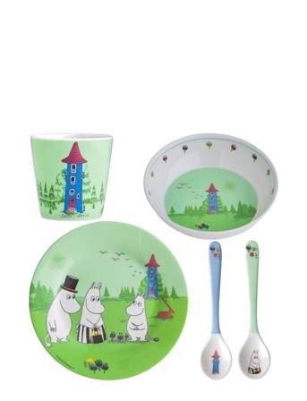 Moomin The House, Giftset, 5 Pcs Home Meal Time Dinner Sets Grön Rätt Start