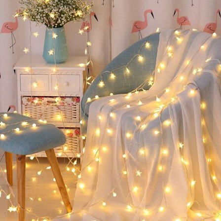 LED-stjärnljus, batteri+USB dubbel användning 10 meter 80 ljusLiten