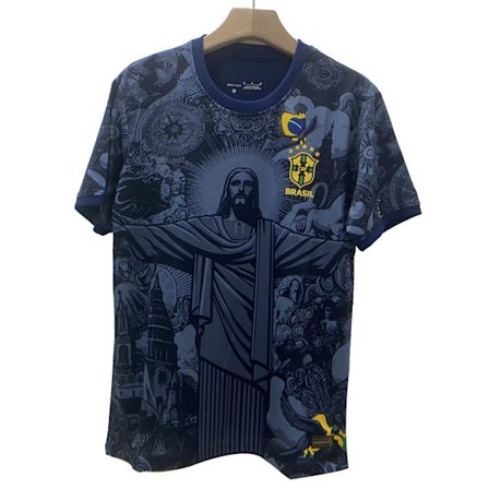 Säsong 2425 Brasilien kortärmad fotbollströja snabbtorkande sportkläder Jesus of Brazil, Blue Jesus of Brazil, Blue.k
