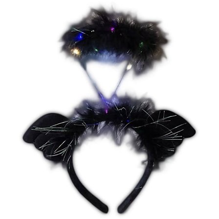 Angel Halo Hodebånd med LED-fjær Hodepynt LED Hårbånd Blinkende Lys Hodebånd