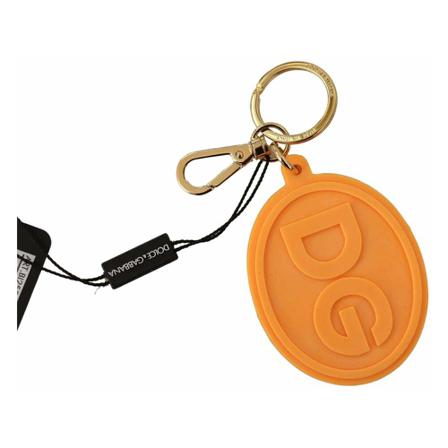 Dolce & Gabbana, Rubber Logo Metal Keychain Oranje, unisex, Maat:ONE Size
