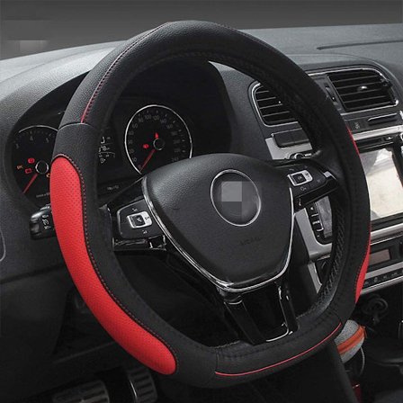 Svart+Röd- D-formad bilrattskydd D-formad bilstyrning