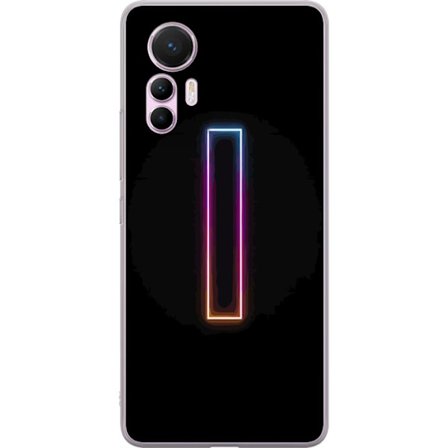Kompatibel Mobilcover til Xiaomi Xiaomi 12 Lite Minimalistisk neonbogstav I i regnbuefarver mod mørk baggrund
