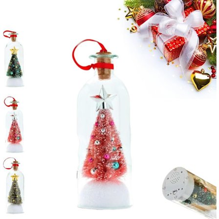 Optagelig julekugle med sneklædt scene i flaske, personlig festlig souvenir til familie og julefester, unikt hjem