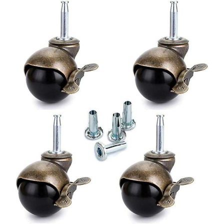 8 stk. 40 mm spindelhjul, møbelhjul med brems, nylonkompatibilitet med kontorstol, sovesofa, sofa, lastekapasitet 25 kg per hjul