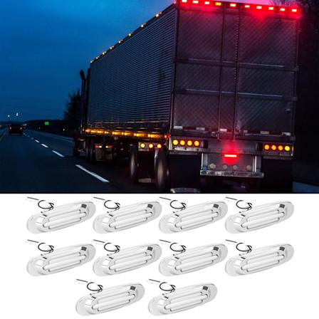 10 stk./sæt 16 LED Trailer Truck Side Marker Lys 1200LM Blinklys Indikatorlampe IP67 Vandafvisende til 12‐24V Køretøjer Hvidt Lys
