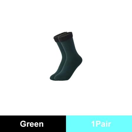 Vintervarma solida damstrumpor Thermal termosockor Ull Cashmere Black Skin Sömlös snöstrumpa Sammet unisex Green 1pair