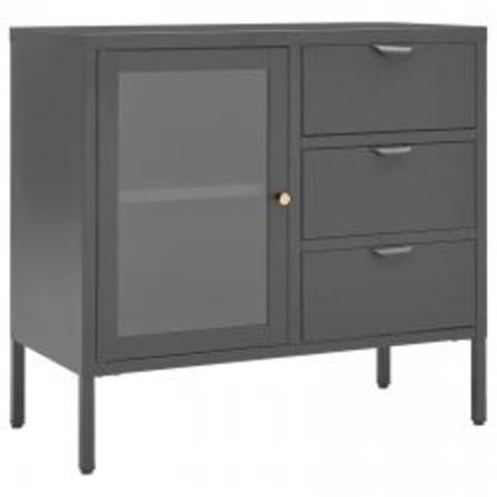 Vidaxl Skänk Antracit 75x35x70 Cm Stål Och Härdat Glas Antracit