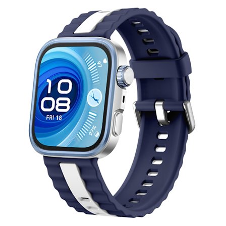 Armband för Huawei Watch Fit 4/fit 4 Pro/fit 3 Tvåfärgad vertikalrandig silikonarmband (Blå Vit)