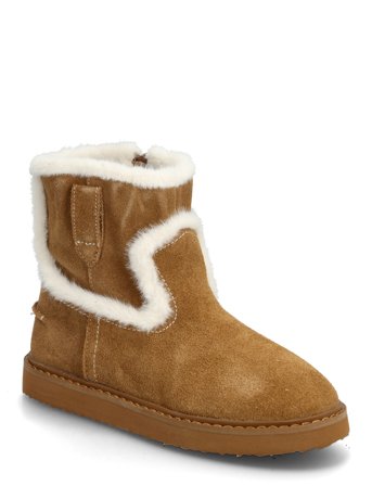 Mango Fur-Effect Suede Ankle Boots - Brown - 34