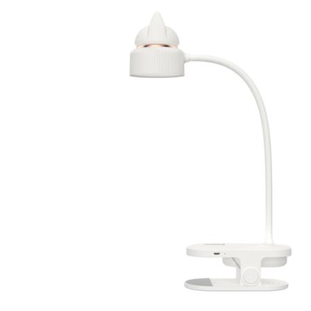 1 stk. Hvit fleksibel klemmelampe med nattlys / Med USB-lading