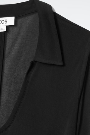 COS Women's Maxi Abito Stile Polo Con Profonda Scollatura A U in Nero