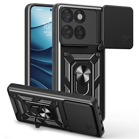 Motorola Edge 60 / 60 Fusion Case with Kickstand and Camera Protection - Black