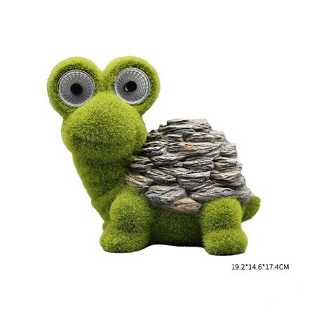 1 stk. Havefigur med solcellelys, harpiks skildpadde figur, vandtæt udendørs dekoration, have terrasse ornament