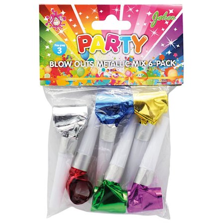 Party Blow Outs Metallic Mix 6-pakning